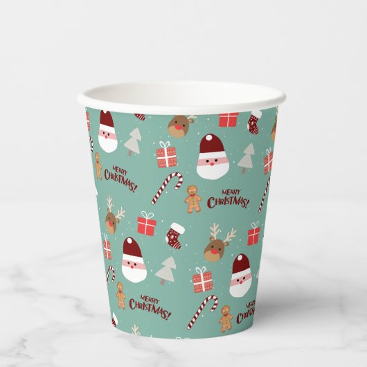 Candy Cane Gingerbrood Pattern Papieren Bekers (Voorkant)