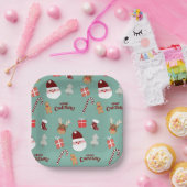 Candy Cane Gingerbrood Pattern Papieren Bordje (Feest)