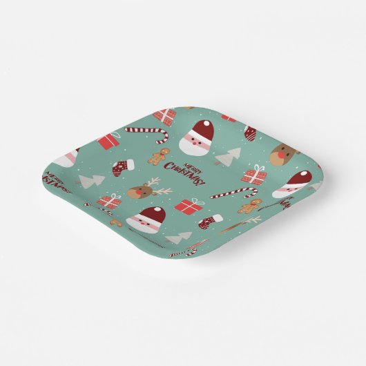 Candy Cane Gingerbrood Pattern Papieren Bordje (Gebogen)