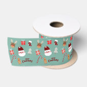 Candy Cane Gingerbrood Pattern Satijnen Lint (Spoel)