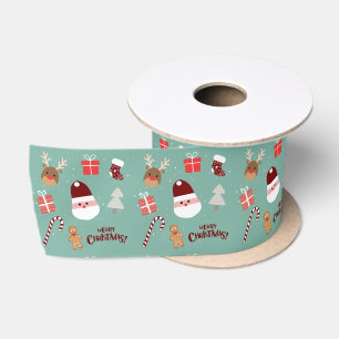 Candy Cane Gingerbrood Pattern Satijnen Lint