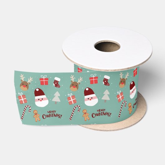 Candy Cane Gingerbrood Pattern Satijnen Lint (Spoel)