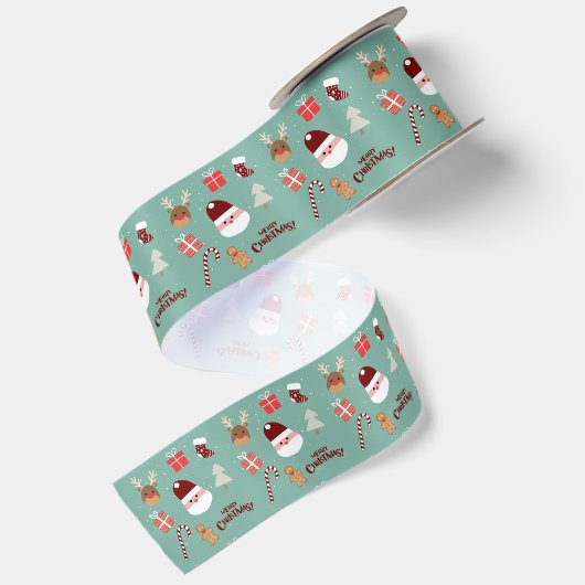 Candy Cane Gingerbrood Pattern Satijnen Lint (Achterkant)