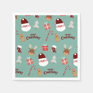 Candy Cane Gingerbrood Pattern Servet