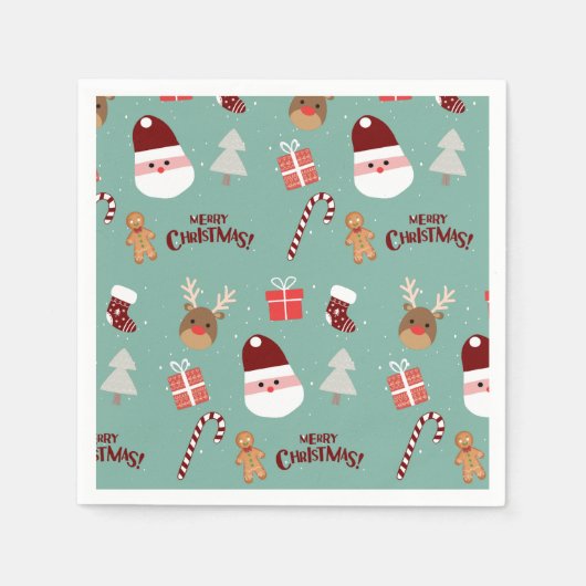 Candy Cane Gingerbrood Pattern Servet (Voorkant)