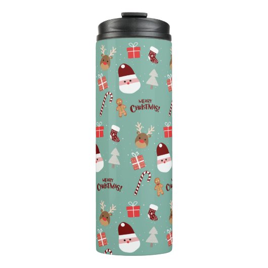 Candy Cane Gingerbrood Pattern Thermosbeker (Voorkant)