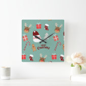 Candy Cane Gingerbrood Pattern Vierkante Klok (Huis)