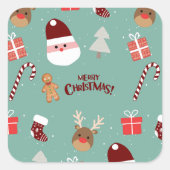 Candy Cane Gingerbrood Pattern Vierkante Sticker (Voorkant)