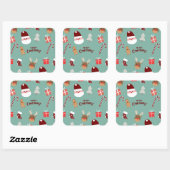 Candy Cane Gingerbrood Pattern Vierkante Sticker (Vel)