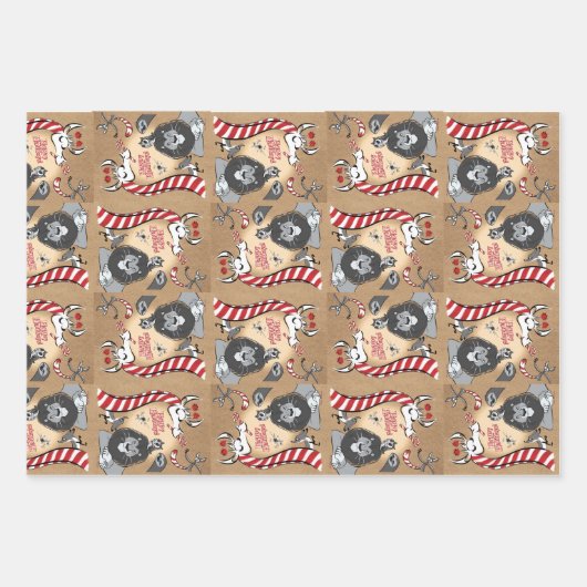 CANDY CANE GIRAFFE & VRIENDEN door Jeff Willis Art Inpakpapier Vel (Voorkant 3)