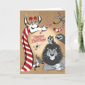 CANDY CANE GIRAFFE & VRIENDEN (glans) Jeff Willis Feestdagen Kaart (Voorkant)