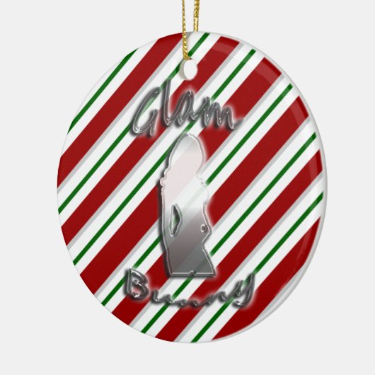Candy Cane Glam Bunny Logo Holiday Ornament (Links)