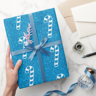 Candy Cane Glitter Holiday Cadeaupapier