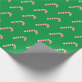Candy Cane Green Cute Kerstfeestdag Cadeaupapier (Hoek)