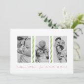 Candy Cane Green Drie Foto Vakantie Kaart (Staand voorkant)