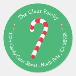 Candy Cane Green Holiday Return Address Stickers