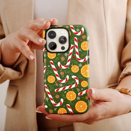Candy Cane Green Kerstmis Oranje iPhone Case Mate