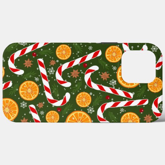 Candy Cane Green Kerstmis Oranje iPhone Case Mate (Achterkant (horizontaal))