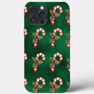 Candy Cane Green Metallic Holiday Cute Case-Mate iPhone Case