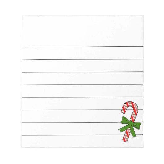 Candy Cane Green Ribbon Christmas Drawing Lined Notitieblok (Voorkant)