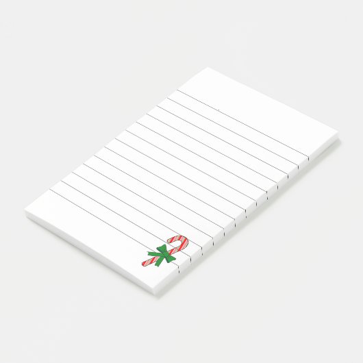 Candy Cane Green Ribbon Christmas Lined Post-it® Notes (Schuin)
