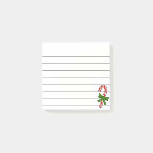 Candy Cane Groen Lint Kerstmis Tekening Gelinieerd Post-it® Notes (Voorkant)
