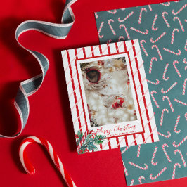 Candy Cane & Groene Tinten | Kerst Familie Foto Feestdagenkaart