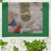 Candy Cane Hand Towel on Green Theedoek (Gevouwen)
