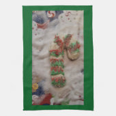 Candy Cane Hand Towel on Green Theedoek (Verticaal)