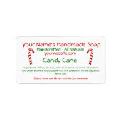 Candy Cane Handgemaakte Kerstzeep Labels Sjabloon (Voorkant)