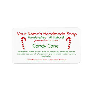 Candy Cane Handgemaakte Kerstzeep Labels Sjabloon
