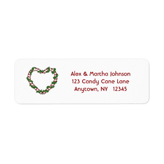Candy Cane Hart Adres Label (Voorkant)