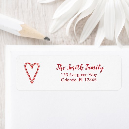 Candy Cane Hart Illustratie Retouradres Label (Insitu)