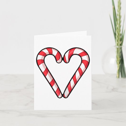 Candy Cane Hart Kerst Schattigee Vakantie Rood Wit Kaart (Voorkant)