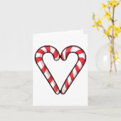 Candy Cane Hart Kerst Schattigee Vakantie Rood Wit Kaart (Gele Bloem)