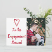 Candy Cane Hart Kerst Verlovingsfoto Feestdagenkaart (Staand voorkant)