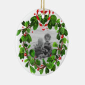 Candy Cane hart krans foto Vrolijk kerstjaar Keramisch Ornament (Rechts)