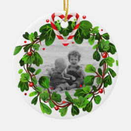 Candy Cane hart krans foto Vrolijk kerstjaar Keramisch Ornament