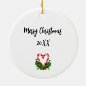 Candy Cane hart krans foto Vrolijk kerstjaar Keramisch Ornament (Achterkant)