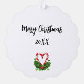 Candy Cane hart krans foto Vrolijk kerstjaar Ornament Kaart (Achterkant)