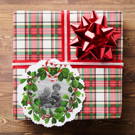 Candy Cane hart krans foto Vrolijk kerstjaar Ornament Kaart (Insitu (Geschenk))