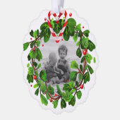 Candy Cane hart krans foto Vrolijk kerstjaar Ornament Kaart (Links)