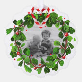 Candy Cane hart krans foto Vrolijk kerstjaar Ornament Kaart (Voorkant)