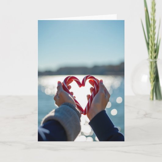 Candy Cane Hart Liefdeskaart Kaart (Voorkant)