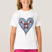 Candy Cane Hart Meisjes T-shirt (Voorkant)