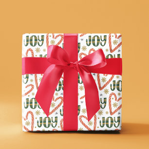 Candy Cane Harten en Sneeuwvlokken Kerstmis Cadeaupapier