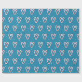 Candy Cane Hartjes in Sneeuwvlokken Cadeaupapier (Vlak)