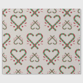 Candy Cane hartvormige kerst wrapping Cadeaupapier (Vlak)