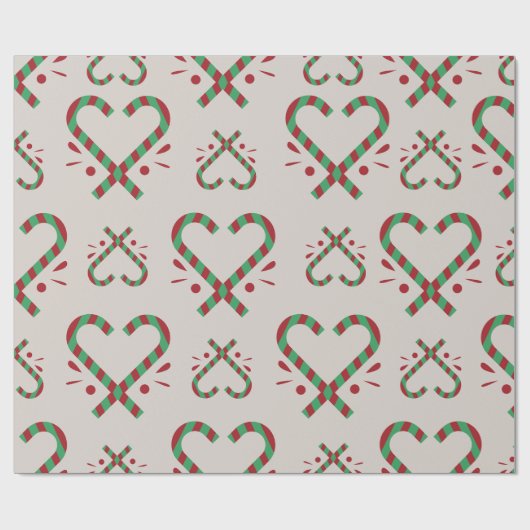 Candy Cane hartvormige kerst wrapping Cadeaupapier (Vlak)