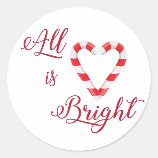 Candy Cane Heart Alles is helder Ronde Sticker (Voorkant)